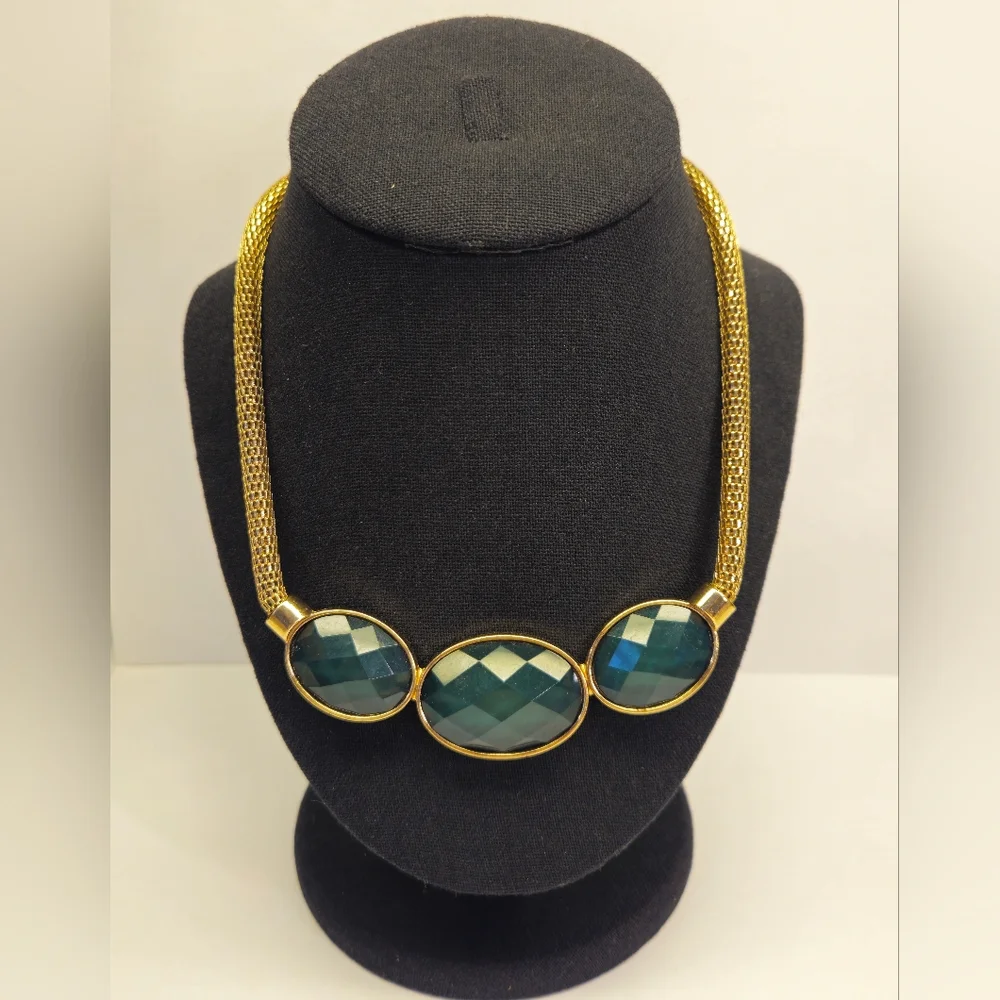 Gold and Green Statement Necklace